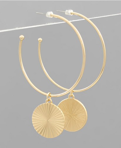 Worn Gold Fluted Dangle Earrings