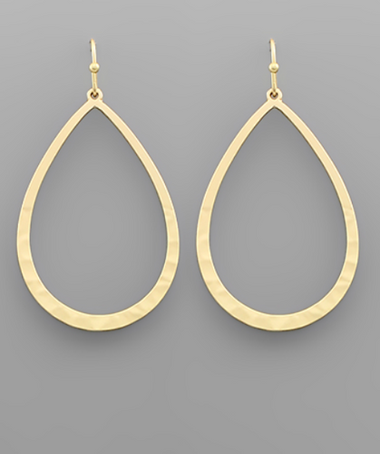 Matte Gold Hammered Teardrop Earrings