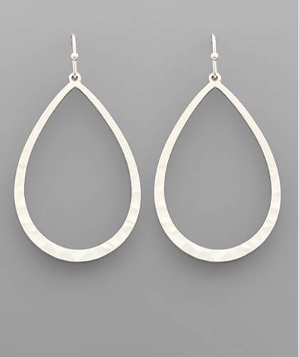 Matte Silver Hammered Teardrop Earrings