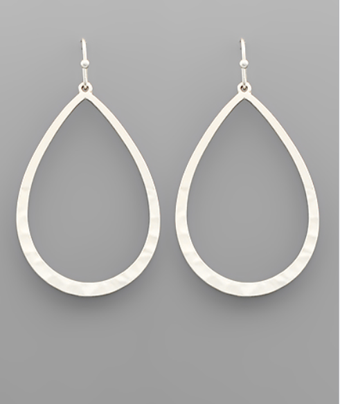 Matte Silver Hammered Teardrop Earrings