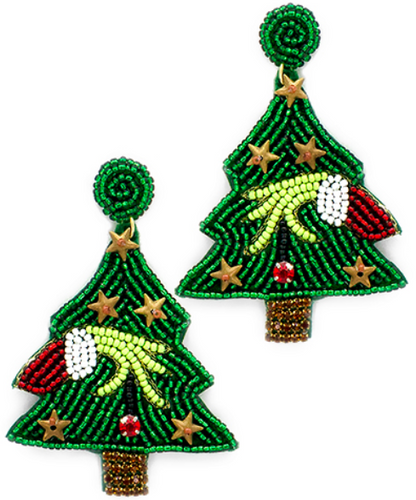 Beaded Christmas Grinch Earrings