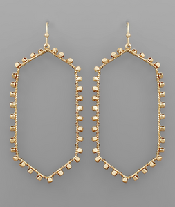 Wire Studded Gold Hexagon Earrings