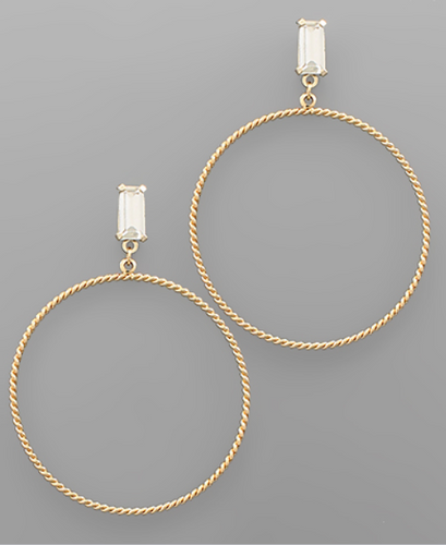 Gold Rope Textured Circle Hoop Earrings