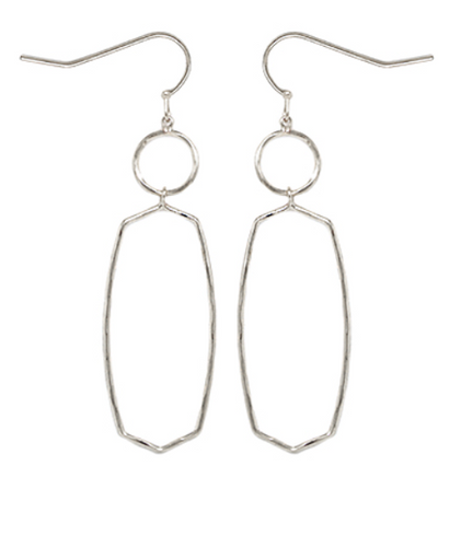 Silver Layered Hexagon Earrings