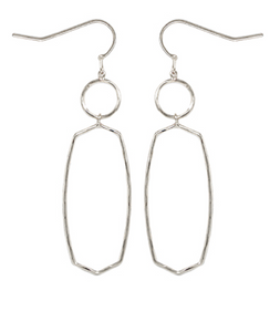 Silver Layered Hexagon Earrings