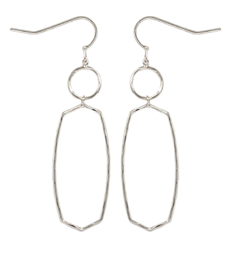 Silver Layered Hexagon Earrings