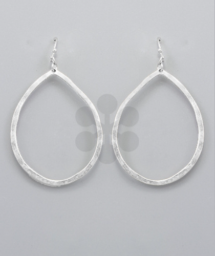 Hammered Silver Oval Drop Earrings