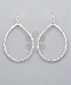 Hammered Silver Oval Drop Earrings