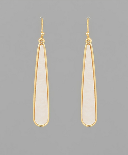 Gold Mother of Pearl Skinny Drop Earrings