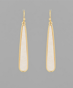 Gold Mother of Pearl Skinny Drop Earrings