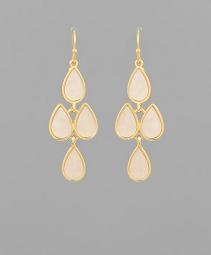 Gold Mother of Pearl Chandelier Earrings