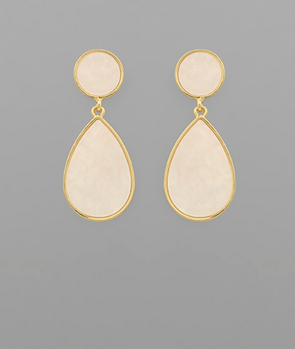 Gold Mother of Pearl Teardrop Earrings