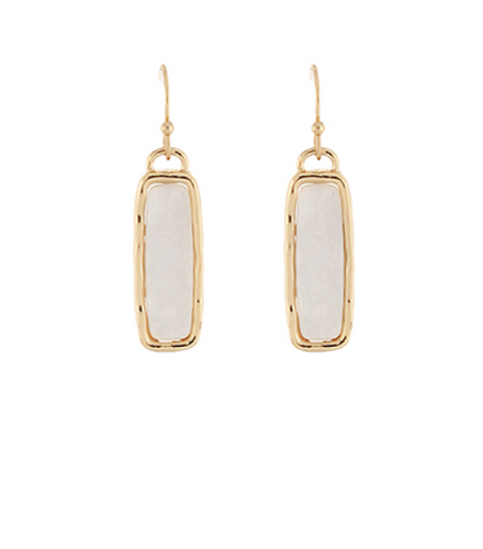 Gold Pearl Bar Drop Earrings