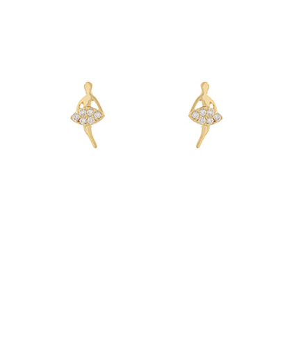 Mini Gold Ballerina Stud Earrings