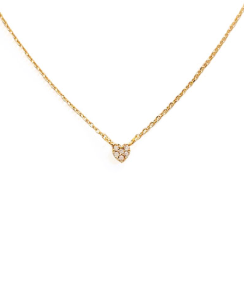 Crystal Heart Gold Pendant Necklace