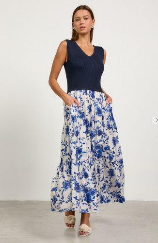Daydream Duo Floral Dress - Blue