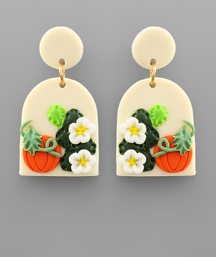 Pumpkin Clay Arch Earrings