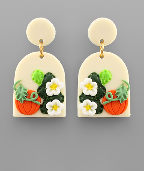 Pumpkin Clay Arch Earrings