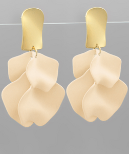 Gold Petal Drop Earrings - Ivory