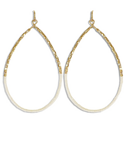 Gold & Ivory Beaded Teardrop Earrings