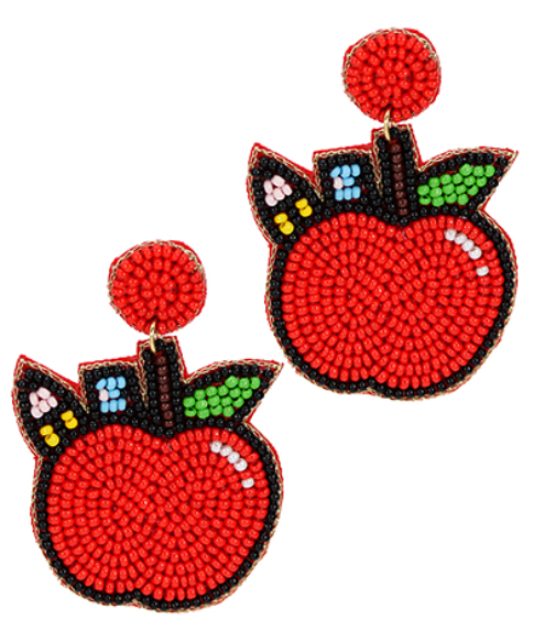 Apple A Day Beaded Teacher Earrings