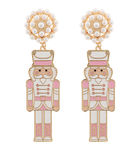 Pearly Pink Nutcracker Drop Earrings