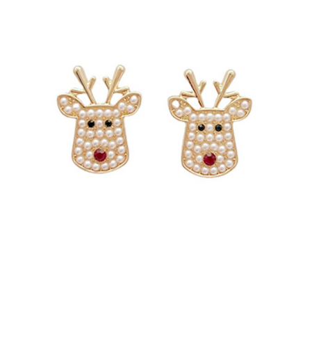 Beaded Reindeer Stud Earrings