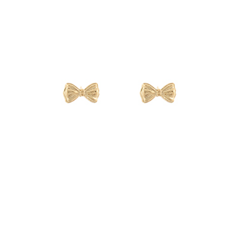 Gold Textured Bow Stud Earrings