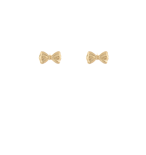 Gold Textured Bow Stud Earrings