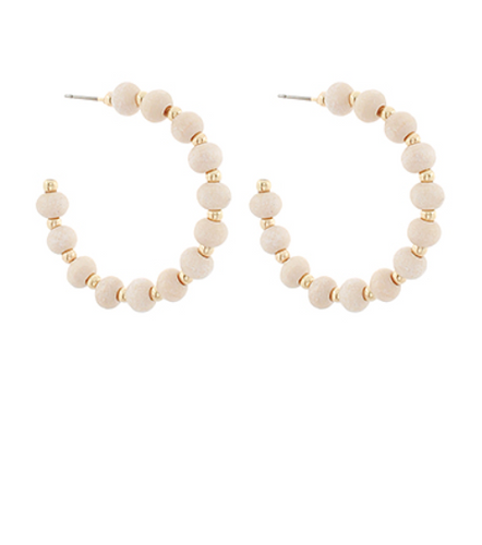 Wooden Ball Hoop Earrings