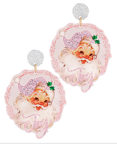 JOY Christmas Santa Earrings