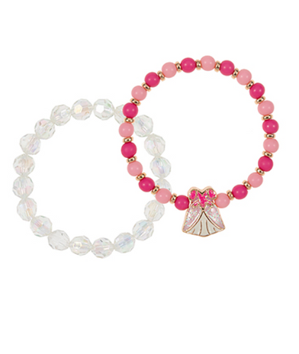 Pink Dress Charm Bracelet Stack