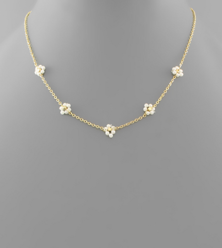 Gold Flower Charm Necklace