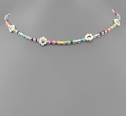Floral Beaded Choker Necklace