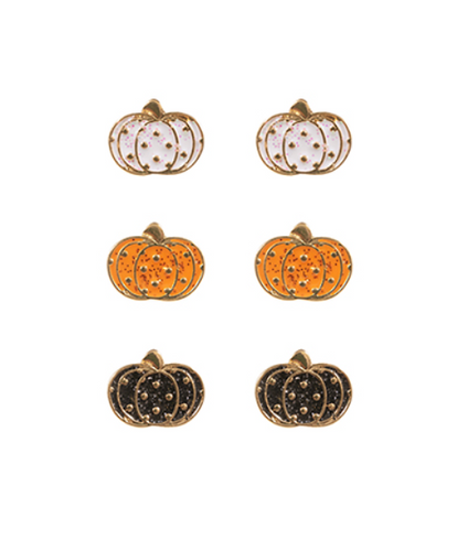 Sparkle Pumpkin Stud Earrings *3 Colors*