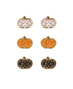 Sparkle Pumpkin Stud Earrings *3 Colors*