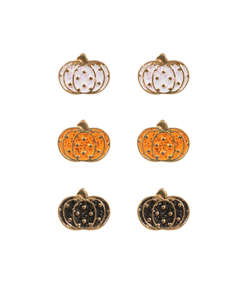 Sparkle Pumpkin Stud Earrings *3 Colors*