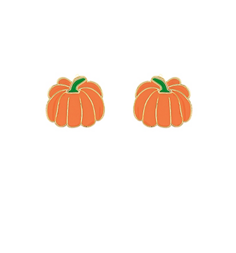 Enamel Pumpkin Stud Earrings