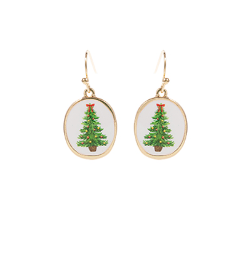 Watercolor Christmas Tree Earrings