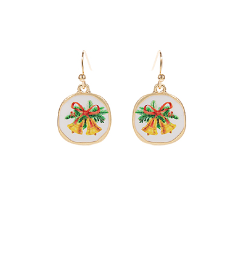 Watercolor Christmas Bell Earrings