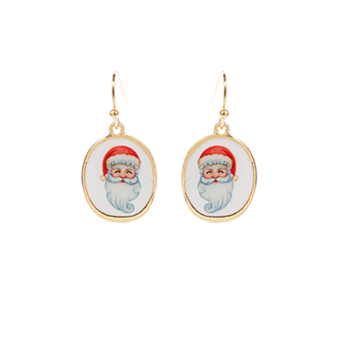 Watercolor Santa Earrings