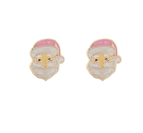 Santa Clause Dangle Earrings - Pink