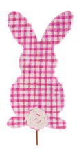 Load image into Gallery viewer, RTC Decorative Stake - Pink Gingham Bunny