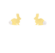 Gold Pearl Bunny Earrings
