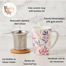 Load image into Gallery viewer, Bailey Ceramic Tea Mug with Tea Infuser - Botanical Bliss