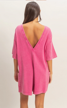 Load image into Gallery viewer, So Chill V-Back Romper - FUCHSIA