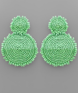 Beaded Two Tone Earrings - Green