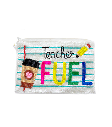 Teacher Fuel Beaded Coin Pouch