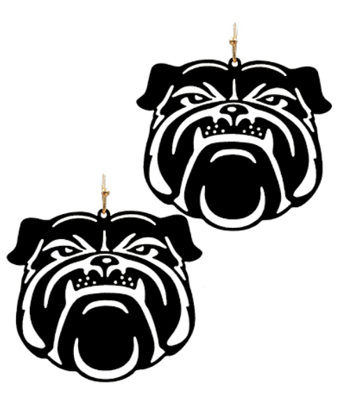 Black Bulldog Face Drop Earrings