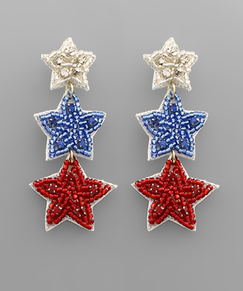 Beaded Triple Stars Earrings